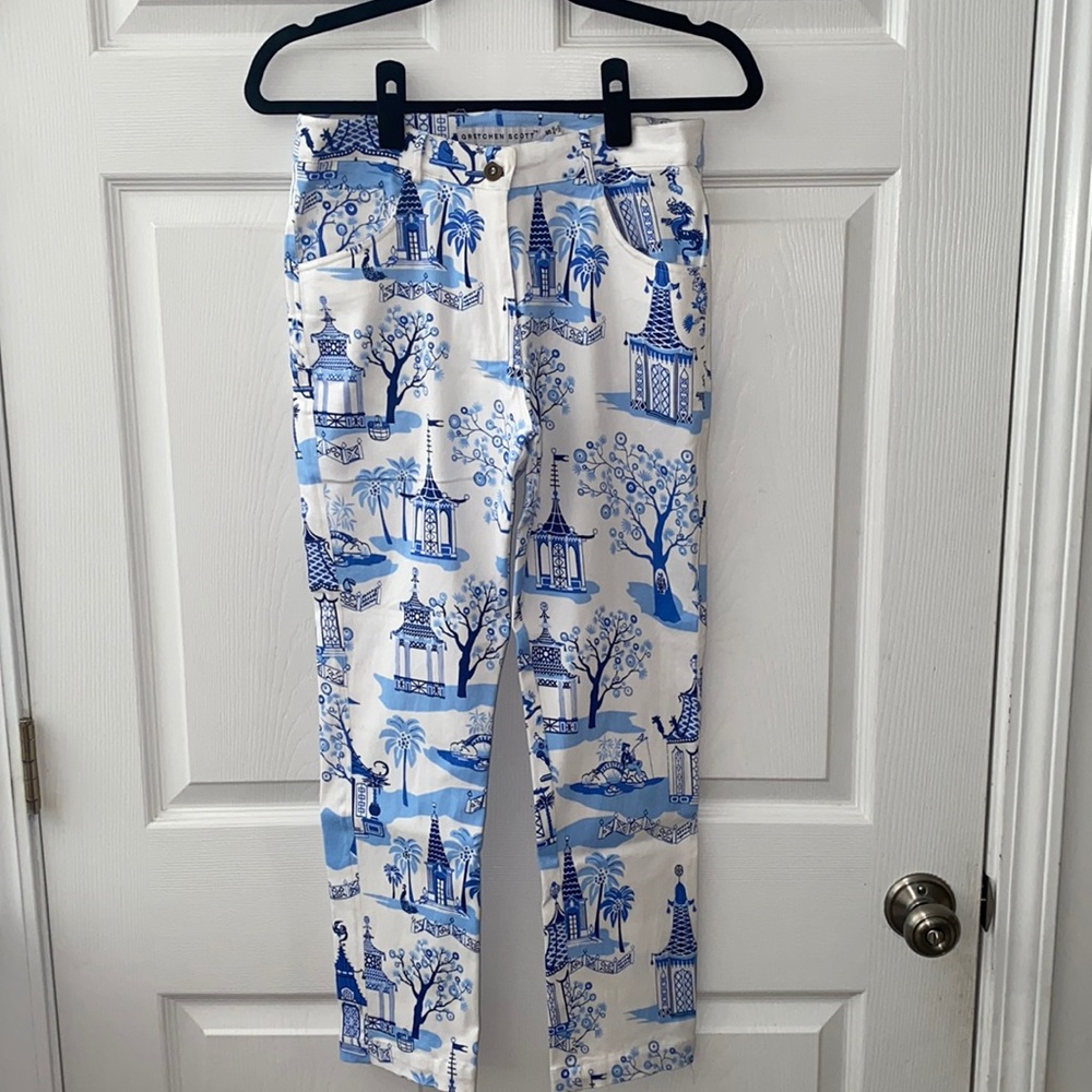 Gretchen Scott chinoiserie pattern ankle pant